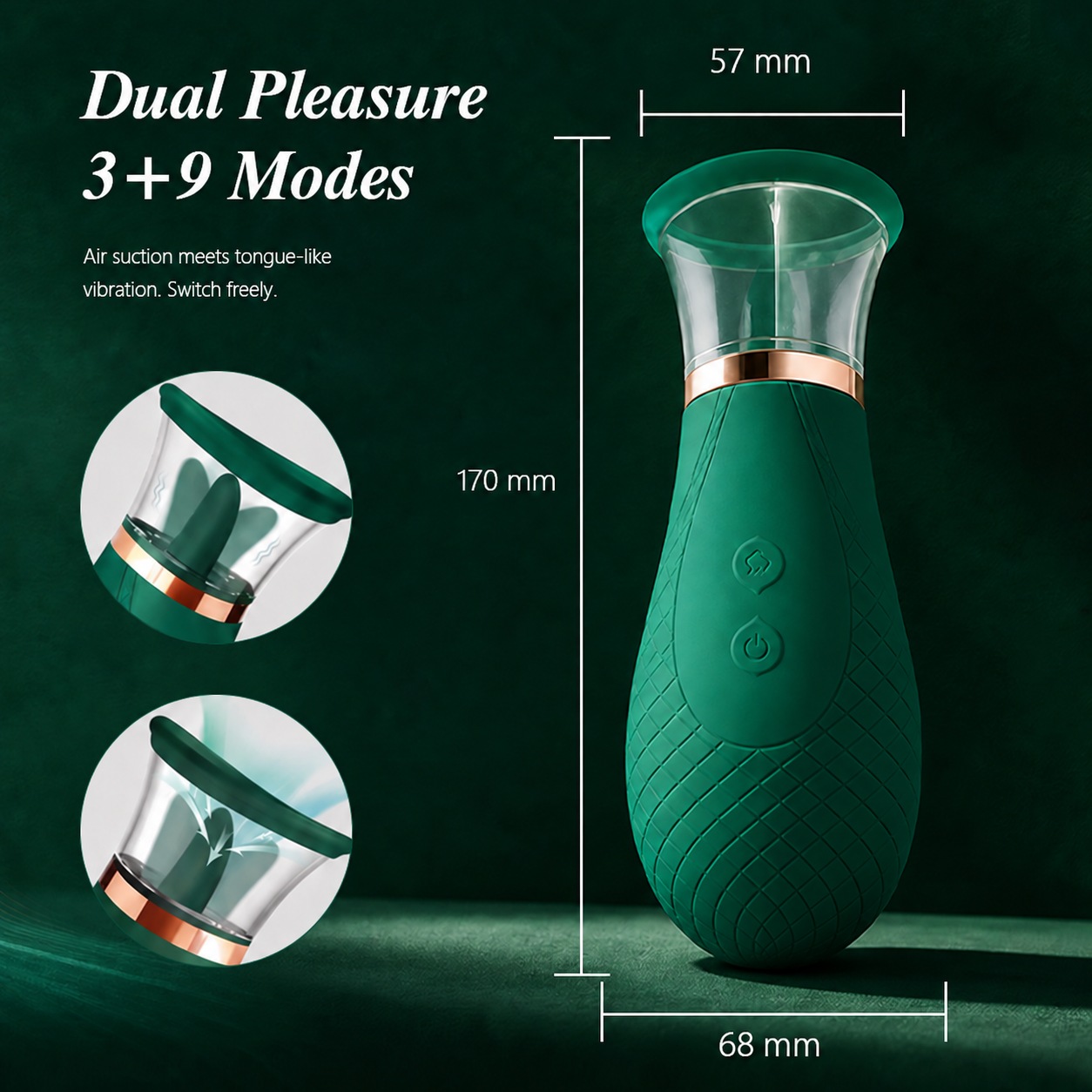 Lucky Lover SweetBloom three air-pulse and nine vibration modes illustration